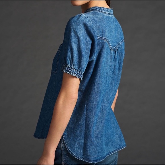 Pilcro Aly-Puff Sleeve Denim Blouse - Picture 2 of 16